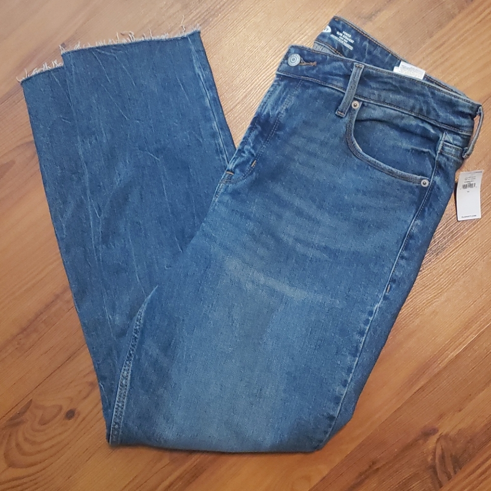 Old Navy Power Slim Straight High Rise Raw Hem